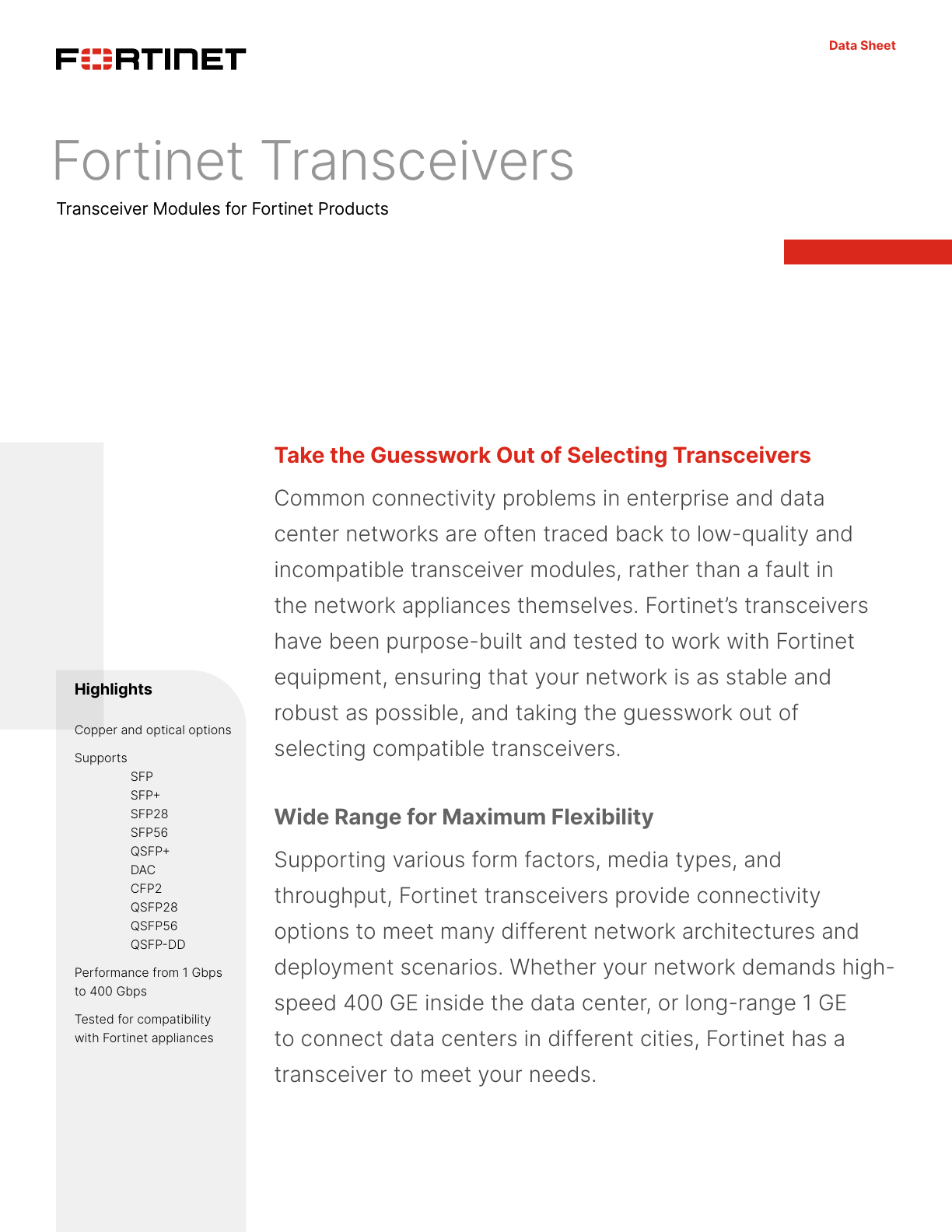 Fortinet FN-TRAN-SFP56-SR SFP56 Transceiver