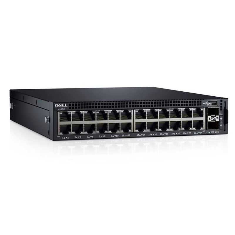 X1026P Dell X1000 Series 24×1GbE + 2×SFP PoE+ 369W Layer 2+ Switches